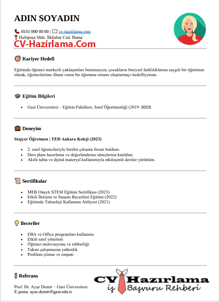 Öğretmen CV Örneği