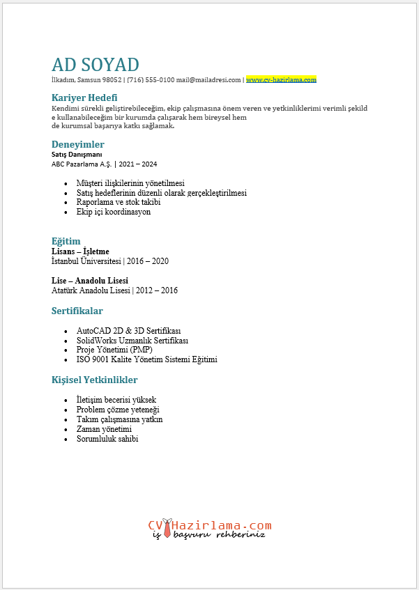 cv hazırlama